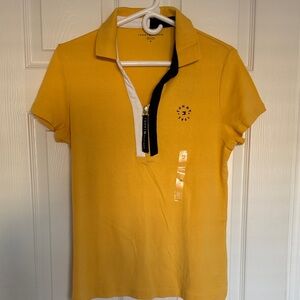 Tommy Hilfiger Yellow Zip-Front Polo Top with Contrast Trim